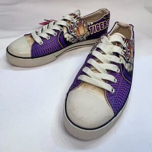 Moxsters LSU Tigers Sneaker Womens 7 Purple Tiger Football Logo Low Top Casual